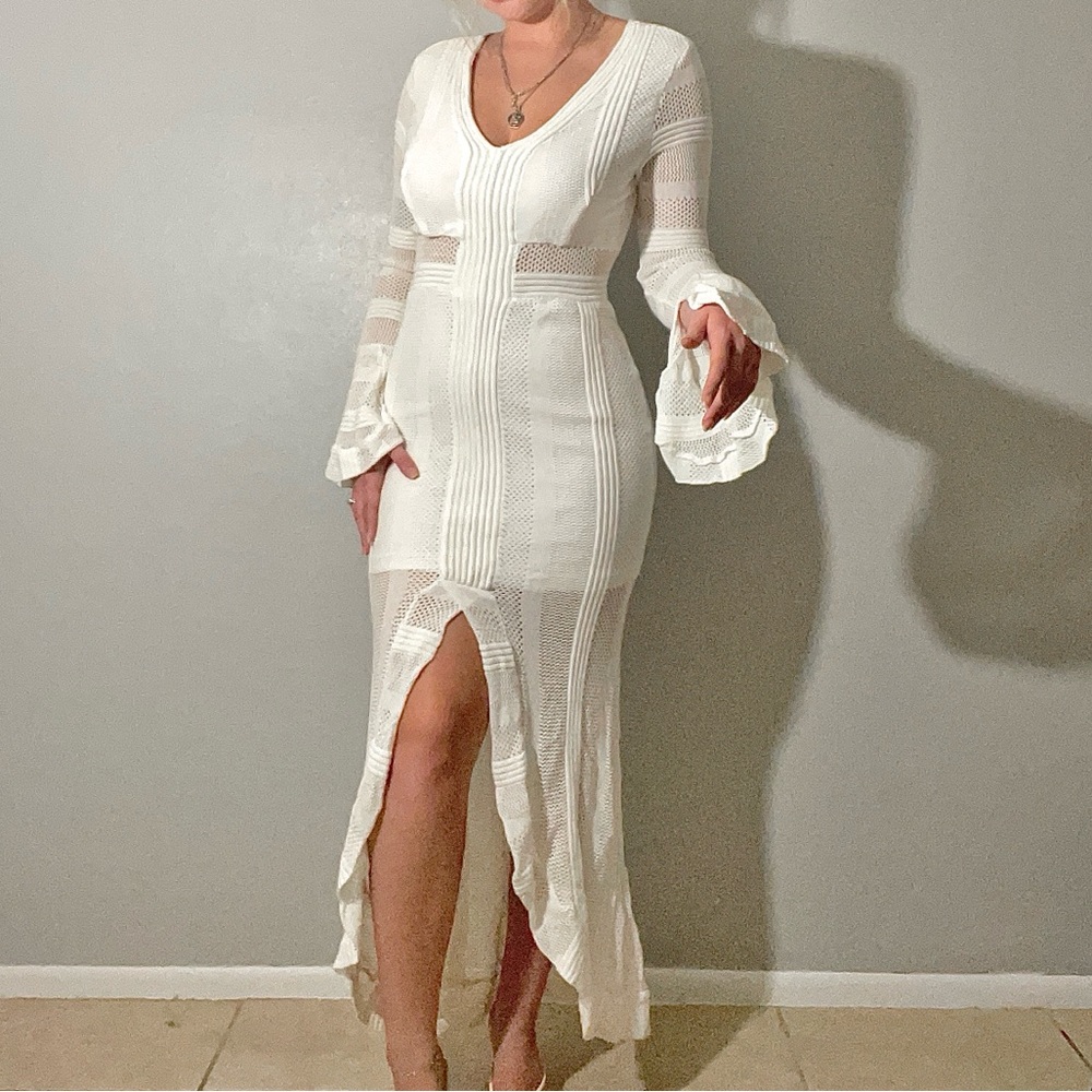 Venus White Crochet Dress